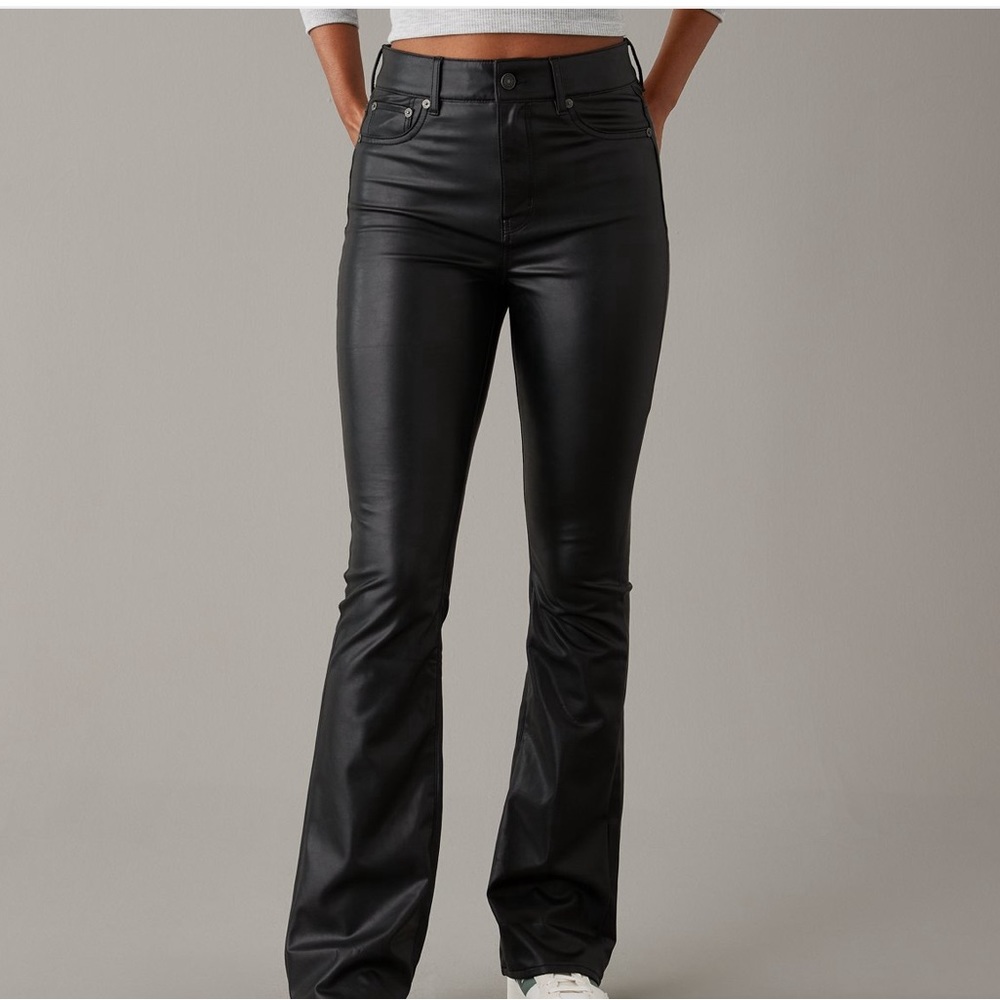 NWOT AE Vegan Leather Super High Waisted Kick Boot Pant